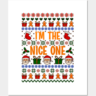 Nice and Naughty Ugly Christmas Matching Sweatshirts Posters and Art